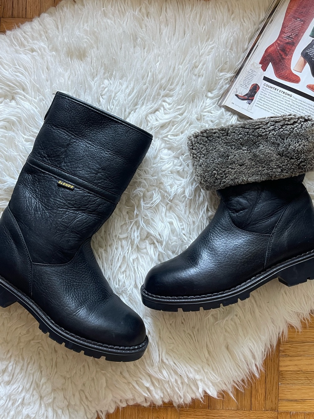 Blondo black leather shearling-lined winter boots